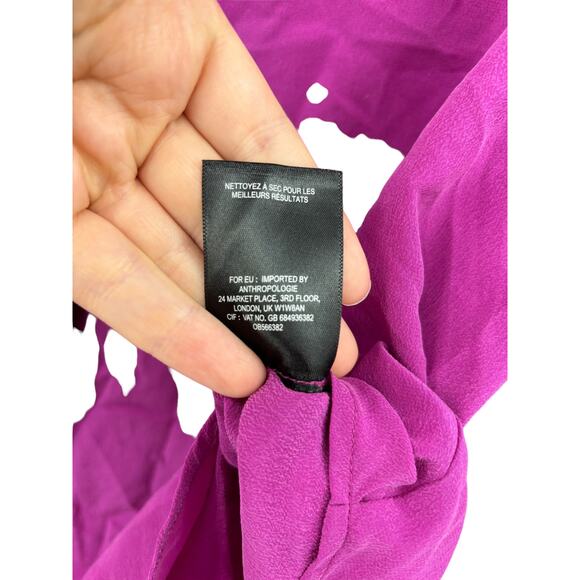 Anthropologie Blouse Womens Medium Mairead Silk Cutout Button Down Pink Maeve - Picture 7 of 8